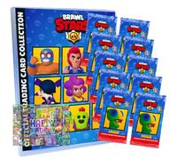 Lot de cartes Brawl Stars série 1 - Cartes à collectionner - 1 porte-documents + 10 boosters + carte d'anniversaire exclusive