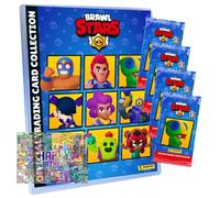 Lot de cartes Brawl Stars série 1 - Cartes à collectionner - 1 porte-documents + 4 boosters + carte d'anniversaire exclusive