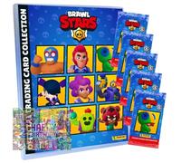 Lot de cartes Brawl Stars série 1 - Cartes à collectionner - 1 porte-documents + 5 boosters + carte d'anniversaire exclusive