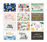 Lot De Cartes D'anniversaire Multicolores - 24 Cartes Pliées Avec Enveloppes, Vierges À L'intérieur, 15 X 10 Cm Et 16 X 11 Cm, Unisexe