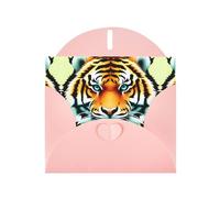 Lot de cartes de vœux avec enveloppes et autocollants assortis Motif tête de tigre Rose