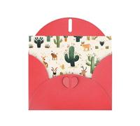 Lot de cartes de vœux avec intérieur vierge Motif plantes du désert - Papier nacré rouge - Cartes d'anniversaire ou de mariage pour invitations de fête