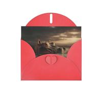 Lot de cartes de vœux hippopotame observant la rive avec intérieur vierge - Papier nacré rouge - Cartes d'anniversaire, de mariage pour invitations de fête