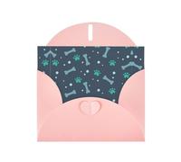 Lot de cartes de vœux imprimées os et griffes de chien avec intérieur vierge - Cartes élégantes en papier nacré rose et enveloppes assorties