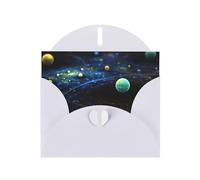Lot de cartes de vœux imprimées planètes avec intérieur vierge - Cartes élégantes en papier blanc nacré et enveloppes assorties