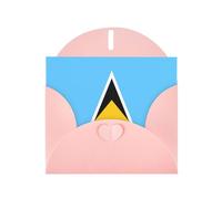 Lot de cartes de vœux roses avec intérieur vierge - Drapeau de Sainte-Lucie en papier nacré pour anniversaire, mariage et anniversaire de mariage