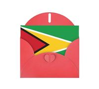Lot de cartes de vœux rouges avec intérieur vierge - Drapeau de la Guyane en papier nacré pour anniversaire, mariage et anniversaire de mariage