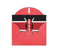 Lot de cartes de vœux rouges avec intérieur vierge - Drapeau du Kenya en papier nacré pour anniversaire, mariage et anniversaire de mariage