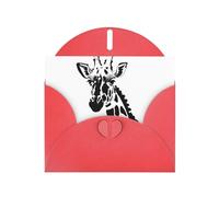 Lot de cartes de vœux rouges avec intérieur vierge - Imprimé girafe noire et blanche - Cartes d'anniversaire, de mariage et d'anniversaire de mariage