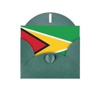 Lot de cartes de vœux vert foncé avec intérieur vierge - Drapeau de la Guyane en papier nacré pour anniversaire, mariage et anniversaire de mariage