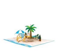 Lot de cartes pop-up 3D avec enveloppe, plage, océan, vacances, anniversaire, fête des pères