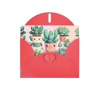 Lot de cartes vierges imprimées de jolies plantes succulentes avec enveloppes rouges, belles cartes de vœux d'anniversaire 10,2 x 15,2 cm, pour toutes les occasions