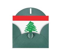 Lot de cartes vierges imprimées drapeau du Liban avec enveloppes vert foncé, belles cartes de vœux d'anniversaire 10,2 x 15,2 cm, pour toutes les occasions