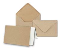 Lot de cartons d'invitation en papier kraft - Vierges - Enveloppes et feuillets séparés inclus - Papier brun recy ormat B6 Lot de 50 marron