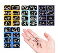 Lot de Casse-Têtes en Fil Métallique,Anneau Chinois 16 Pièces - Jeu De Casse-Tête Cérébral en Métal pour Les Jeunes - pour Garçons, Filles, , Adultes, Maison, Fêtes, Soirées, Classe,