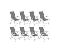 Lot de chaises de jardin pliantes en aluminium dossier réglable argent