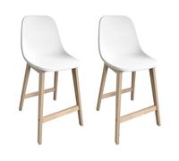 Lot de chaises d'ilot et bar ELIOS en chêne avec assise plastique 65cm