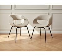Lot de chaises ISABELLE tissu texturé pieds noirs beige BOBOCHIC Beige