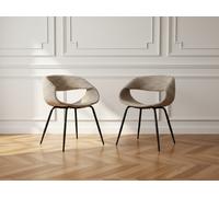Lot de chaises ISABELLE tissu texturé pieds noirs gris BOBOCHIC Gris