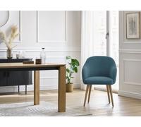 Lot de chaises SOPHIE tissu velours côtelé et pieds scandinaves bois bleu foncé BOBOCHIC Bleu foncé