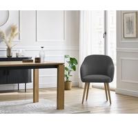 Lot de chaises SOPHIE tissu velours côtelé et pieds scandinaves bois gris foncé BOBOCHIC Gris foncé