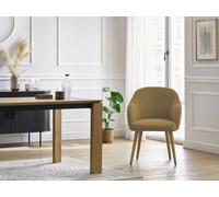 Lot de chaises SOPHIE tissu velours côtelé et pieds scandinaves bois gris foncé et jaune BOBOCHIC Gris foncé et jaune