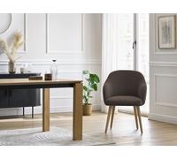 Lot de chaises SOPHIE tissu velours côtelé et pieds scandinaves bois marron BOBOCHIC Marron