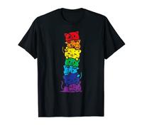 Lot de chats vintage arc-en-ciel Gay Pride Cute LGBT T-Shirt