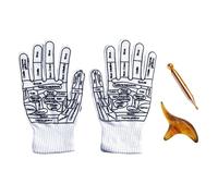 Lot de chaussettes de réflexologie, 1 paire de chaussettes d'acupressuree et 1 paire de gants, chaussettes de réflexologie, chaussettes de réflexologie avec outils de massage des points de