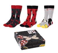 Lot de Chaussettes Minnie Mouse - Couleur Grise, Rouge, Noire et Jaune - 3 Paires - Taille 35 à 41 - Chaussettes Longues en Coton, Polyamide et Elasthanne - Produit Original Conçu en Espagne