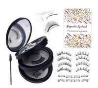 Lot de cils magnétiques 3D avec pince, aspect naturel, réutilisables, imperméables, sans eye-liner ni colle, pour maquillage quotidien, rendez-vous, mariage, fête, noir