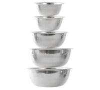 Lot de Cinq Grands Bols Mélangeurs en Acier Inoxydable Multifonctions | Rangement Facile, Transport Pratique, Nettoyage Simple, Usage Intérieur Cuisine, Finition Argentée