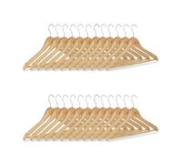 Relaxdays Cintre en bois set de 24 pantalon robe jupe chemise crochet pivotant Hxl: 22,5 x 44,5 cm, nature