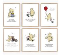 Lot de citations Winnie l'ourson - Art mural classique pour chambre d'enfant (A4 - 21 x 29,7 cm)