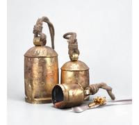 Lot de cloches de vache vintage avec clochettes et accents de cloches de vache - Décoration rustique pour la maison, la cheminée, les décorations de porte de Noël - (10,2 cm)