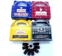 Lot de cônes d'encens Backflow Satya - 4 Paquets - Nag Champa, Santal, Super Hit, Sang de Dragon