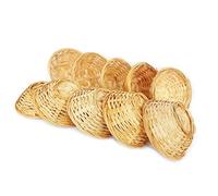 Lot de corbeille en bambou tressé Lashuma, rond env. 15 x 5 cm, au choix lot de 5 ou de 10, Bois, beige, 10 er Set