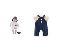 Lot de Corolle - Mon Premier Poupon, Bébé Bain Marin, 30cm, dès 18 Mois, avec Jouet de Bain Baleine, 9000100670 + Corolle - T-Shirt et Salopette, vêtement, pour Poupon 30cm, dès 18 Mois, 9000111190