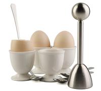 Lot de coupe-œuf pour casse-œufs, séparateur d’œufs, comprend 1 ouvre-œuf, 4 coquetiers en céramique et 4 cuillères pour retirer les coquillages. Lot de décorations pour casse-œufs.