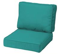 Lot de coussins d'extérieur imperméables 50 x 50 cm, housse amovible résistante à la décoloration, sangles réglables, idéal pour patio, jardin, terrasse, meubles - Bleu océan
