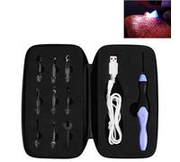 Lot de crochets 9 en 1 avec lumières LED, kit de 9 aiguilles à tricoter interchangeables, kit de tricot débutant, recharge USB