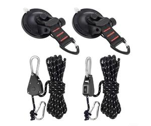 Lot de crochets à ventouse avec verrou de poulie ou clip, sangle en plastique robuste et nylon pour auvent de voiture, organisateur d'équipement de camping, accessoires de montage en verre (ensemble