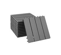 Lot de dalles de terrasse en WPC aspect bois antidérapantes système à clic gris