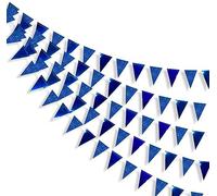 Lot de décorations de fête en papier bleu marine royal, blanc, argenté, bannière triangulaire, bannière d'anniversaire, ancre nautique, fournitures sur le thème des pirates (bleu roi)