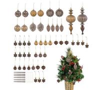 Lot de Décorations De Noël - 53 Pièces De Décorations De Fête,Boules De Noël en Cuivre Brun Et Or,pour Décoration Intérieure Fête Thanksgiving Récolte Hiver Intérieur