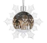Lot de décorations de Noël brillantes en forme de loups réutilisables pour sapin de Noël - 10,4 x 8,9 cm