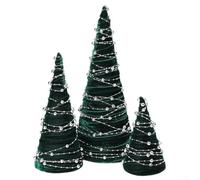 Lot de décorations de sapin de Noël en velours avec forme conique pour décoration créative, convient pour divers espaces intérieurs et décorations festives (vert)