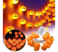Lot de décorations d'Halloween avec guirlande lumineuse LED en forme de citrouille - Accessoires de mise en page pour enfants (blanc, 250 cm)