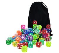 Lot de dés colorés - Cube arc-en-ciel en acrylique | Jeu de dés transparents | Cube pour jeux de société | Coin rond coloré à 6 côtés | Cube transparent pour les jeux et le divertissement avec un cube
