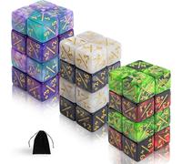 Lot De Dés Dés Magic The Gathering Glitter Sparkle Dice,Fidélité Cube Starry Marble D6 Compatible (48 Nuits Étoilées Violet Rouge Vert Noir Blanc)